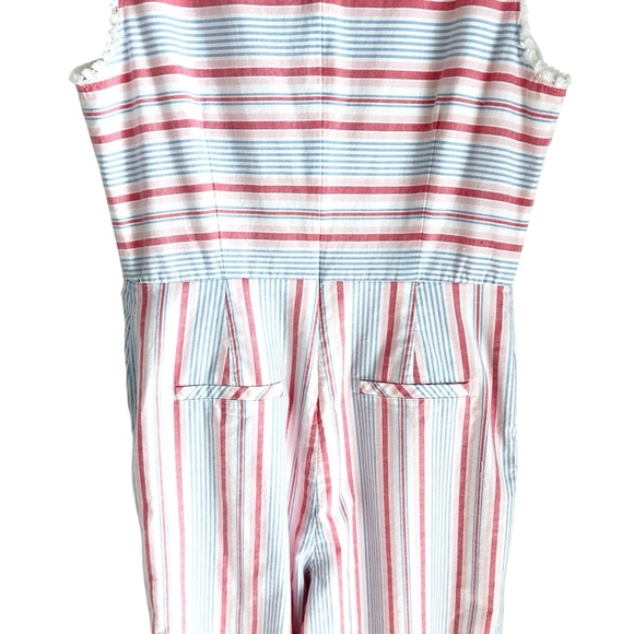 Vineyard Vines Abacos Pink Blue White Striped Jumpsuit Size 12 - Picture 5 of 12